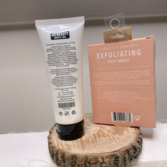Exfoliating Body Butter/Brush Set, Natural Body Brush & Cucumber Moisturizer,NWT - Picture 3 of 10
